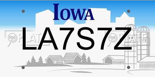 LA7S7Z Iowa License Plate