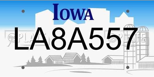 LA8A557 Iowa License Plate