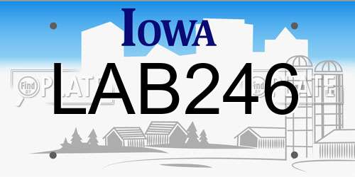 LAB246 Iowa License Plate