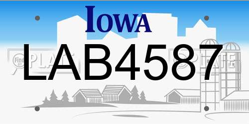 LAB4587 Iowa License Plate