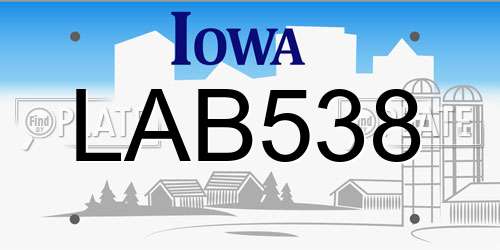 LAB538 Iowa License Plate