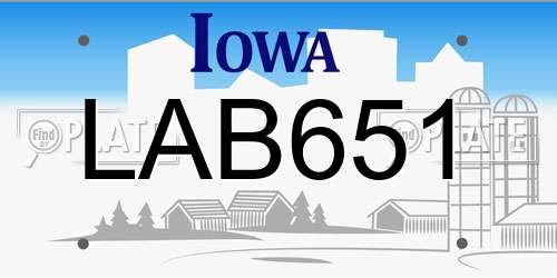 LAB651 Iowa License Plate