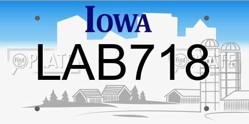 LAB718 Iowa License Plate