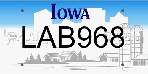 LAB968 Iowa License Plate