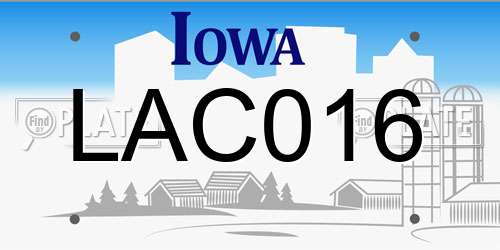 LAC016 Iowa License Plate