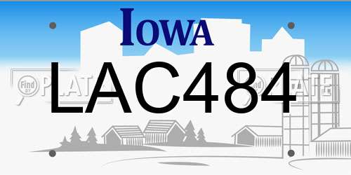 LAC484 Iowa License Plate
