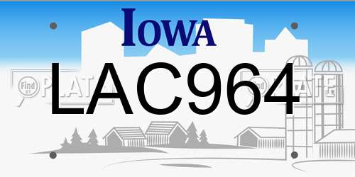 LAC964 Iowa License Plate