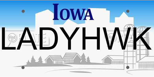 LADYHWK Iowa License Plate