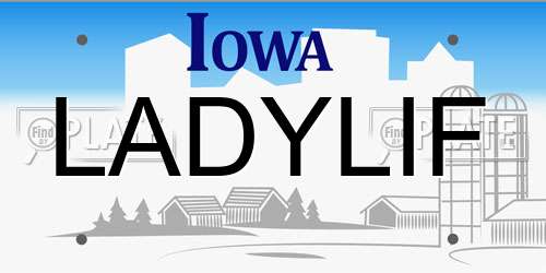 LADYLIF Iowa License Plate