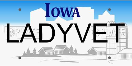 LADYVET Iowa License Plate