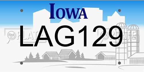 LAG129 Iowa License Plate