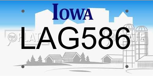 LAG586 Iowa License Plate