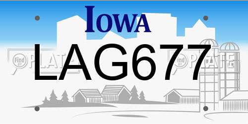 LAG677 Iowa License Plate
