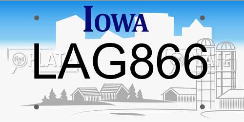 LAG866 Iowa License Plate