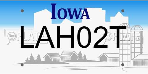 LAH02T Iowa License Plate