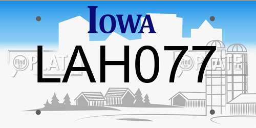LAH077 Iowa License Plate