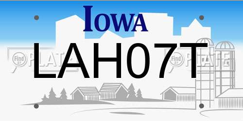 LAH07T Iowa License Plate