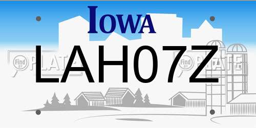 LAH07Z Iowa License Plate