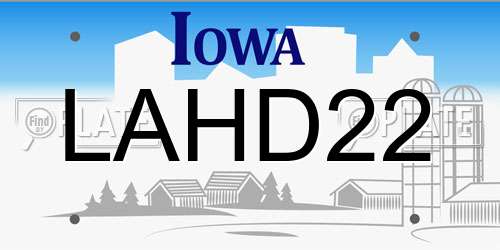 LAHD22 Iowa License Plate