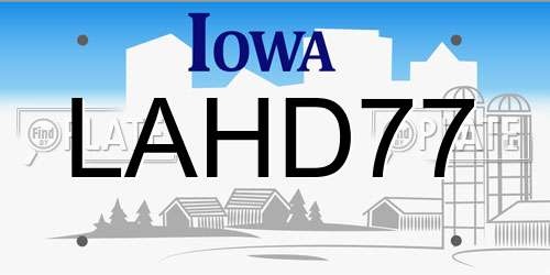 LAHD77 Iowa License Plate