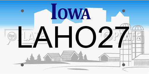 LAHO27 Iowa License Plate
