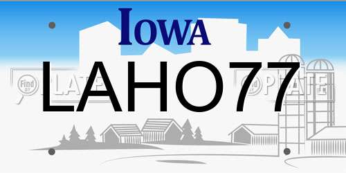 LAHO77 Iowa License Plate