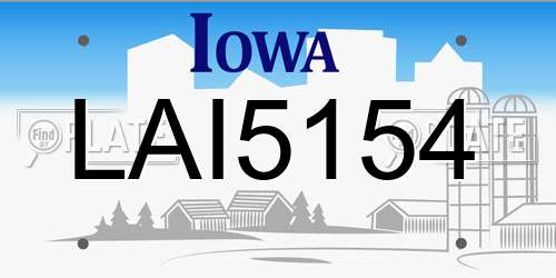 LAI5154 Iowa License Plate