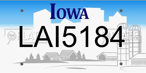 LAI5184 Iowa License Plate