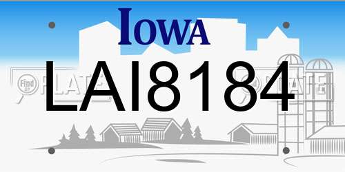 LAI8184 Iowa License Plate