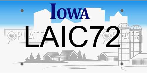 LAIC72 Iowa License Plate