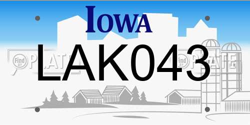 LAK043 Iowa License Plate