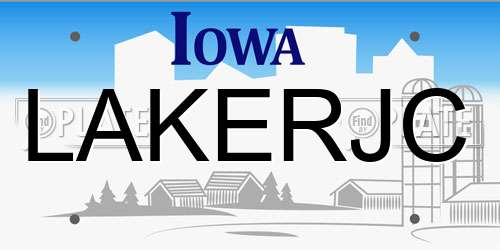 LAKERJC Iowa License Plate