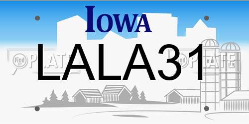 LALA31 Iowa License Plate