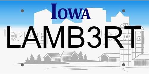 LAMB3RT Iowa License Plate