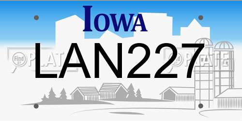 LAN227 Iowa License Plate