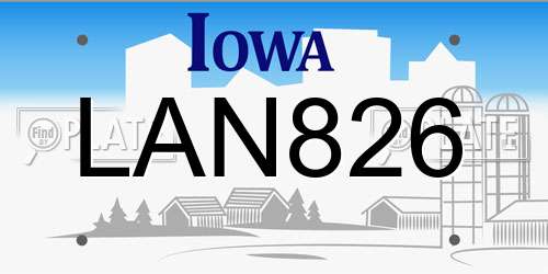 LAN826 Iowa License Plate