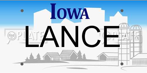 LANCE Iowa License Plate