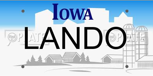 LANDO Iowa License Plate