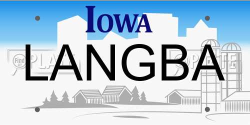 LANGBA Iowa License Plate