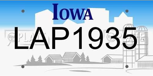 LAP1935 Iowa License Plate