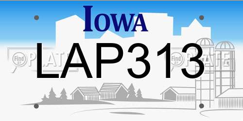 LAP313 Iowa License Plate