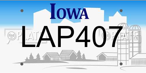 LAP407 Iowa License Plate