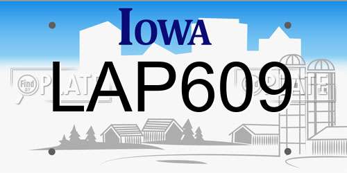 LAP609 Iowa License Plate