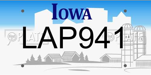LAP941 Iowa License Plate