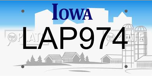 LAP974 Iowa License Plate