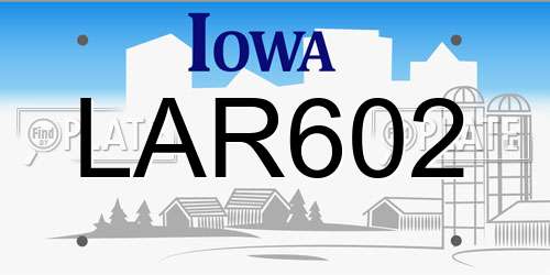 LAR602 Iowa License Plate