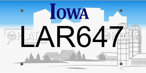 LAR647 Iowa License Plate