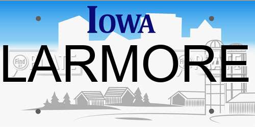 LARMORE Iowa License Plate