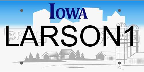LARSON1 Iowa License Plate