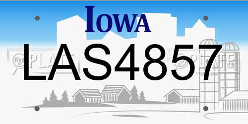LAS4857 Iowa License Plate